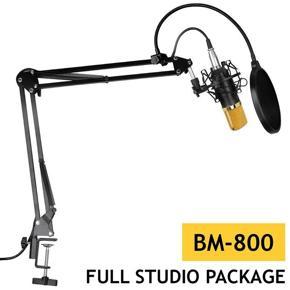 [Big Promotion] BM-800 Professional Condenser Microphone-K Song, Live Streaming Microphone Set Record Studio Equipment Mic Kit with Adjustable Arm Stand Pop Filter Foam Cap kit