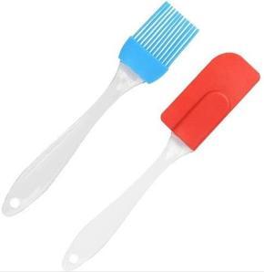 Silicone Oil and Spatula Pastry Brush-2 pcs Set of 1, (Size:19Cm X 4Cm) Multicolor