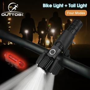Outtobe Bike Light F lashlight USB Rechargeable Bicycle Front Light 4 Lighting modes Waterproof LED Headlight Super Bright LED Three Lamp F lashlight High Quality Bike Accessories