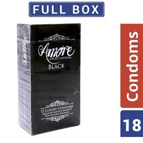 Amore Black Luxury Condom Full Box (3’s X 6) 18 pcs