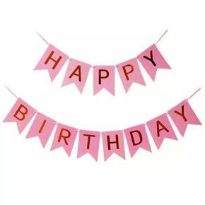 Happy Birthday Paper Card Banner, Letters Banner for Party Supplies, Birthday Decorations - Blush Pink