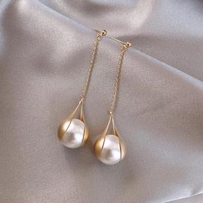 contracted fashion metal Long tassels pearl ball design Drop earrings Women Korean temperament  joker earrings