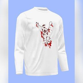 Badminton 5 White  long Sleeve T-Shirt For Men