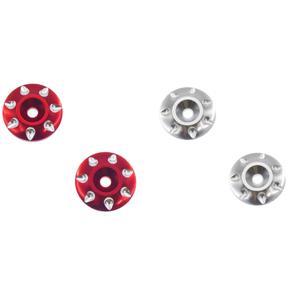 4x Metal Tail Wing M3 Screws Washers for 1/8 1/10 Scale Off Road Buggy Truck RC Cars,Silver & Red