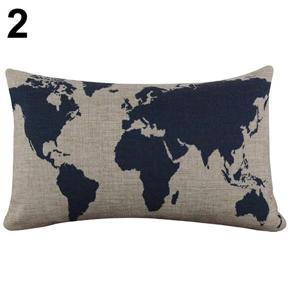 The World Map Pattern Print Cushion Cover Throw Pillow Case Sofa Home Decor