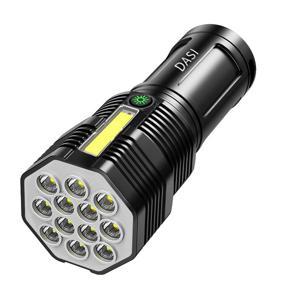 DASI LED Flash-light COB Side Light USB Recharge Super Bright Portable Lamp 4 Mode Waterproof Camping Flash-light