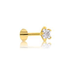 Star-Shape Gold Plated Nose Pin With A Cubic Zirconia White Stone