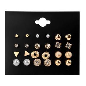 New Trendy 12 Pairs = 24 Pcs Pearl Stud Earrings Set for Girls Simple Stylish - Trendy Earrings Set for Women Simple Birthday Gift for Girls Eid Puja Valentine