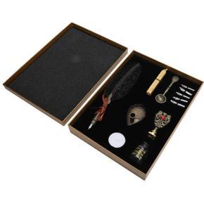 Himeng La Quill Dip Pen Set Vintage Feather Fountain Student Writing Ink Stationery Gift Box