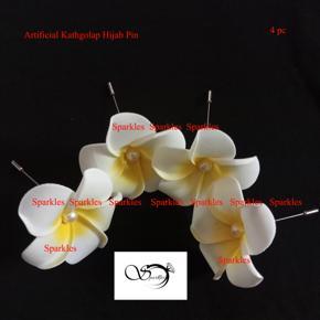 Artificial Flower Kathgolap Hijab Pin White Color -4  pc