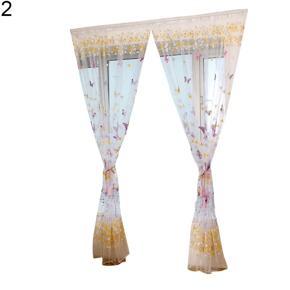 1Pc Butterfly Flower Voile Room Divider Door Valance Window Curtain 100x200cm