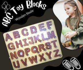 ABC Toy Blocks Alphabets for Kids,  Puzzle Set For Kids, Wooden Alphabets Puzzle Set for Toddlers ABC, English learning Educational Toy, Early Learning Toys