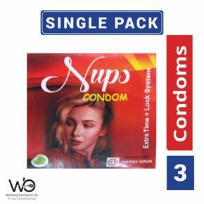 Nups - Extra Time Lock System Condom - 3x1 = 3 pcs (Red)