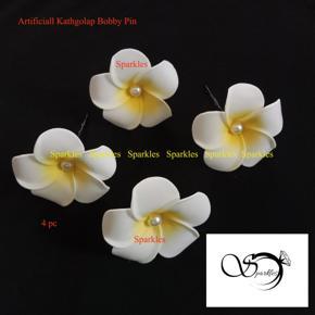 Artificial flower bobby pins ,Kathgolap bridal hair pins Bridal Hair clip - 4 pcs set