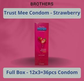 Trust Mee - True Dotted Strawberry Flavor Condoms for Mutual Pleasure - Full Box - 12x3=36pcs