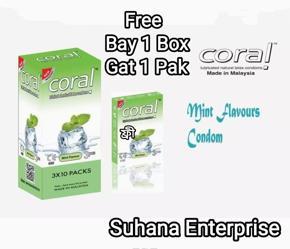 Coral - Mint Flavors Lubricated Natural Latex Condom -Bay 10  Gat 1 Free