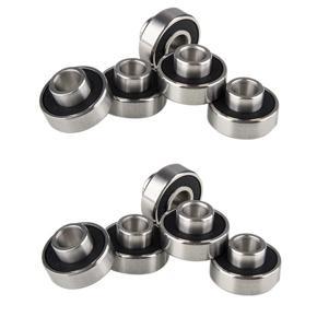 10Pcs 608-2RS Longboard Integrated Bearing Skateboard Wheel Bearing Inline Roller Skate Bearing 8X22X12.6mm,Black