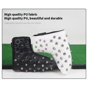 Golf Putter Cover L-Shaped Rivet Putter Cover Thickened Plush Waterproof Pu Fabric Magnetic Opening Design A