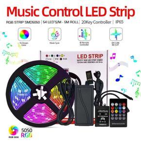 5M LED Strip Light RGB 5050 Music Sync LED Light With Voice Control DC 12V LED Strip lights 16 Colors