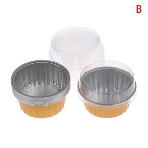 10Pcs 100ML Round Shape Aluminum Foil Desserts Cupcake Baking Cups with Lids