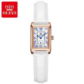 OLEVS Elegant Casual Square Ladies Watch  Luxury Fashion Waterproof Leather Quartz  Watch For Women - 6625