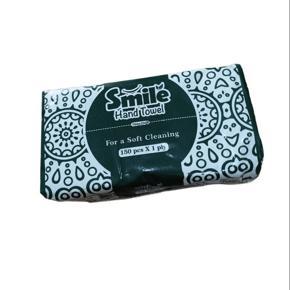 Hand Towel Tissue (Green)-150pcs ×1 ply Smile Tissue