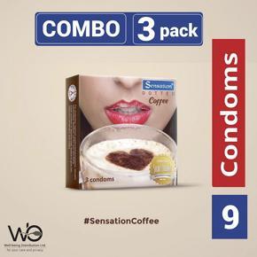 Sensation - Dotted Coffee Condom - Combo Pack - 3 Packs - 3x3=9pcs