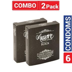 Amore - Luxury Condom Black - Combo Pack - 2 Packs - 3x2=6pcs