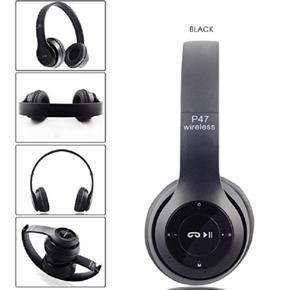 P47 - Wireless Bluetooth Headphone With SD Card Slot - Black