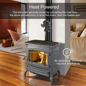 4 Blade Heat Powered Stove Fan Fireplace Fan for Wood Log Burner