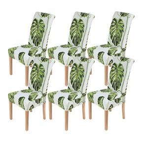 6Pcs Chair Covers,Stretch Removable Washable Kitchen Chair Covers Protector for Dining Room,Hotel,Green