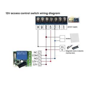 XHHDQES 433 Mhz RF Wireless Switch Receiver DC 12V Single Relay Receiver Module with 2Pcs Universal Wireless Remote Control