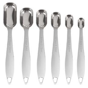 BRADOO 6PCS Stainless Steel Measuring Spoon Kitchen Baking Supplies Seasoning Cooking Measuring Spoon Scale Spoon