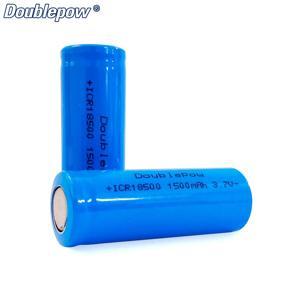 Doublepow 3.7V 18500 1500mAh Li-Ion Rechargeable Batteries with Flat Top-2piece