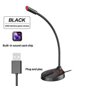 New Metal Hose Desktop Microphone Black USB Interface for Computers PC Built-In Sound Card Chip