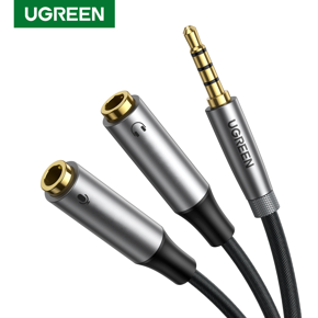 UGREEN Headphone Splitter 3.5mm Female to 2 Dual 3.5mm Male Mic Audio Y Splitter AUX Cable Stereo Headset Adapter for PC Computer Gaming