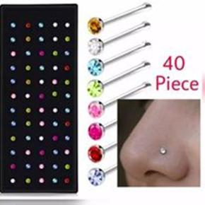 Stone Nose Pin For Women 40 Piece (box)  nose pin- Multicolor
