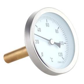 GMTOP 63mm Horizontal Dial Thermometer Aluminum Temperature Gauge 0-120°C 1/2 BSP Screw Diameter