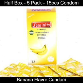 Sensinity Condom - Banana Flavored Condom - Half Box (5 Pack Contains 15pcs Condom)