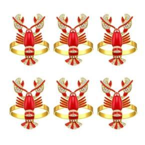 6 Pcs Lobster Napkin Rings Crayfish Napkin Rings Napkin Buckle Table Setting Decor for Coastal Theme Wedding Parties,Etc