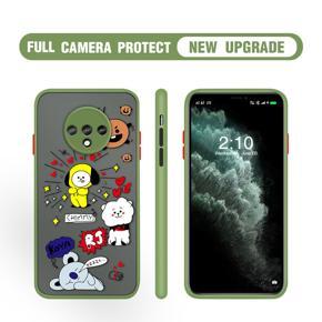 Hontinga for OnePlus 7T Case Cute Cartoon Animals Camera Shockproof Protection Casing Edge Frosted Transparent Phone Cover