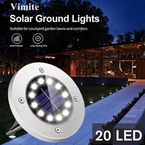 Vimite 8 LED Outdoor Solar Lights Waterproof Pathway Ground Lighting Buried Landscape Lamp Alloy for  Garden Yard Lawn Swimming Pool White/Warm