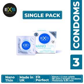EXS - Nano Thin Condom - Single Pack - 3x1=3pcs (Made in UK)