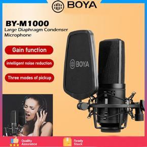 BOYA BY-M1000 Large Diaphragm Condenser Microphone 3 Polar Pattern Low-cut Filter for Singer Podcaster Audio Record