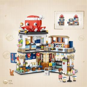 Takoyaki Shaved Ice Shop Mini Pellet Street View Building Blocks Trendy Toy Assembly