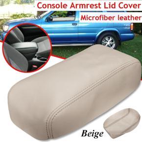Center Console Armrest Lid Cover Microfiber Leather For Nissan Pathfinder 96-04 - Beige (apricot)