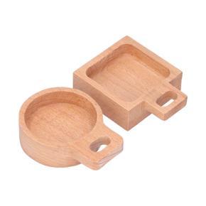 Beech Snack Dish with Handle MultiPurpose Sauce Plate Container for Home Kitchen Outdoor