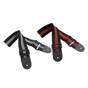 BRADOO- 2pcs Adjustable Guitar Straps Nylon Acoustic Guitar Strap with PU Leather TipsGuitar Accessories - Black + Gray & Black + Red