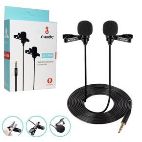 Candc DC-C6dm Professional Dual Collar Mic Omni Directional Lavalier Reverse Clip-on Microphone For Mobile PC DSLR Camera For Youtuber Tik Toker