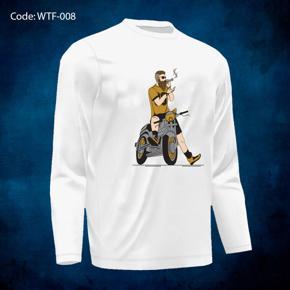 Smoke Rider White  long Sleeve T-Shirt For Men